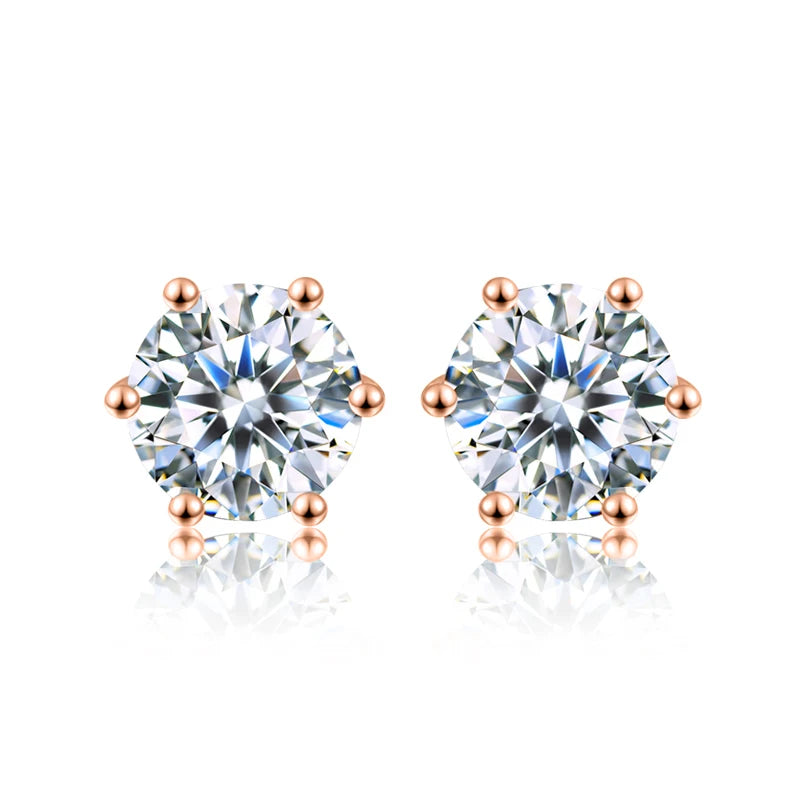 DW 0.5ct-2ct D Color Certified Moissanite Stud Earrings Lab Created Diamond 925 Sterling Silver Gold Plated Wedding Jewelry