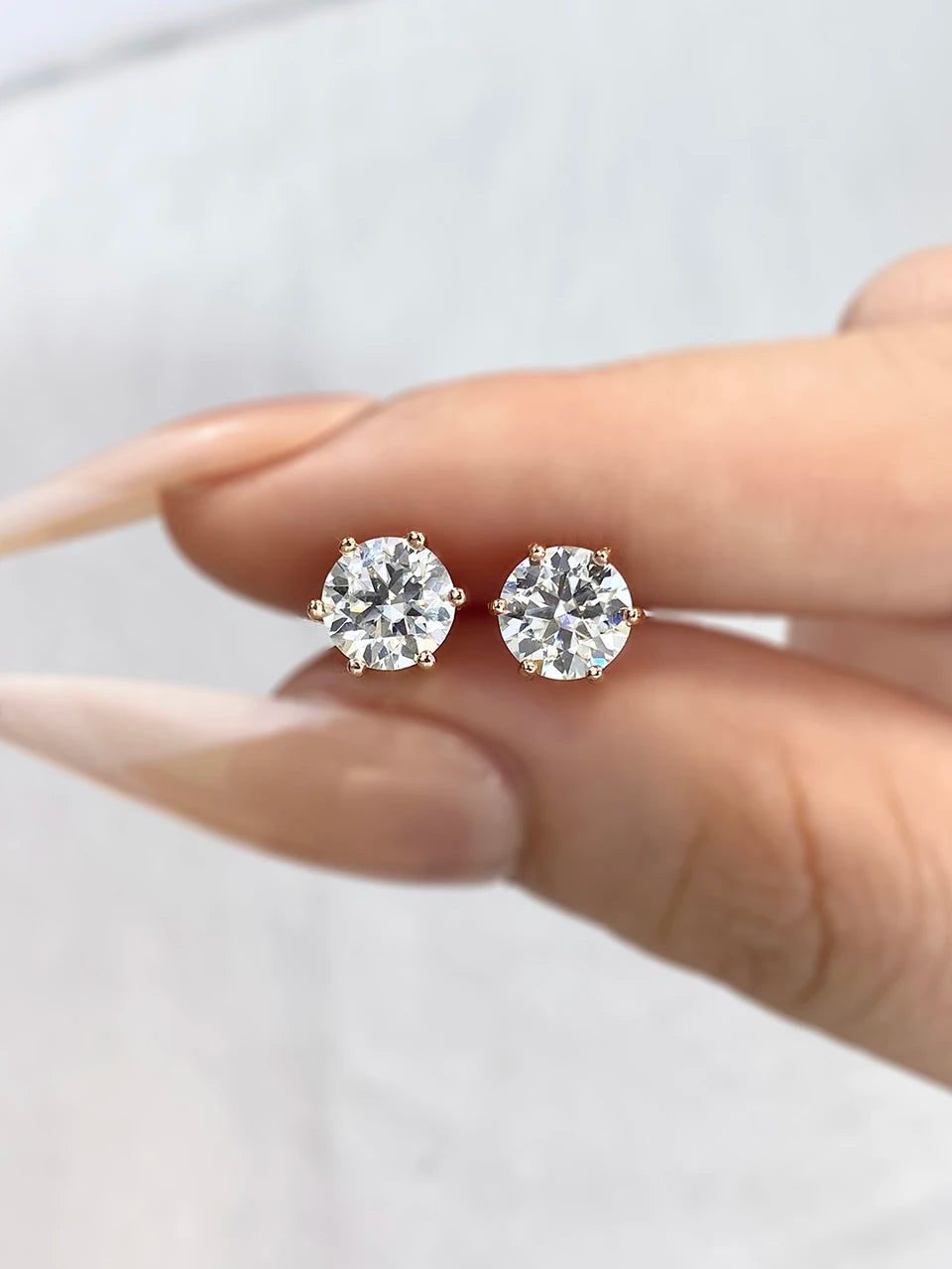 DW 0.5ct-2ct D Color Certified Moissanite Stud Earrings Lab Created Diamond 925 Sterling Silver Gold Plated Wedding Jewelry