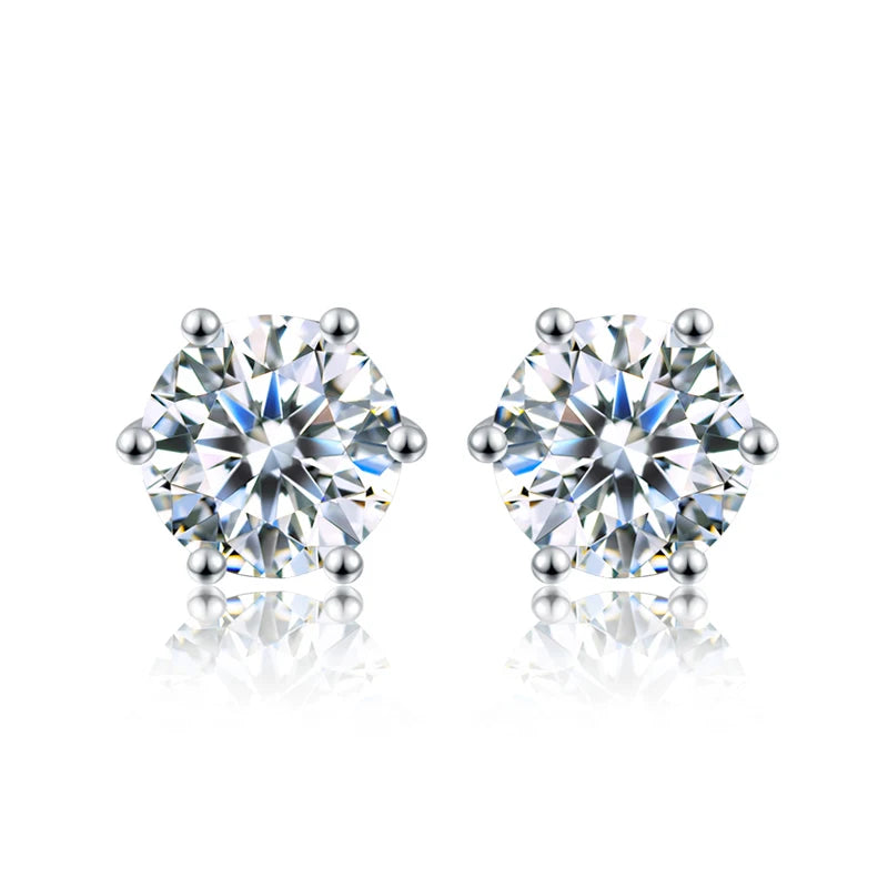 DW 0.5ct-2ct D Color Certified Moissanite Stud Earrings Lab Created Diamond 925 Sterling Silver Gold Plated Wedding Jewelry