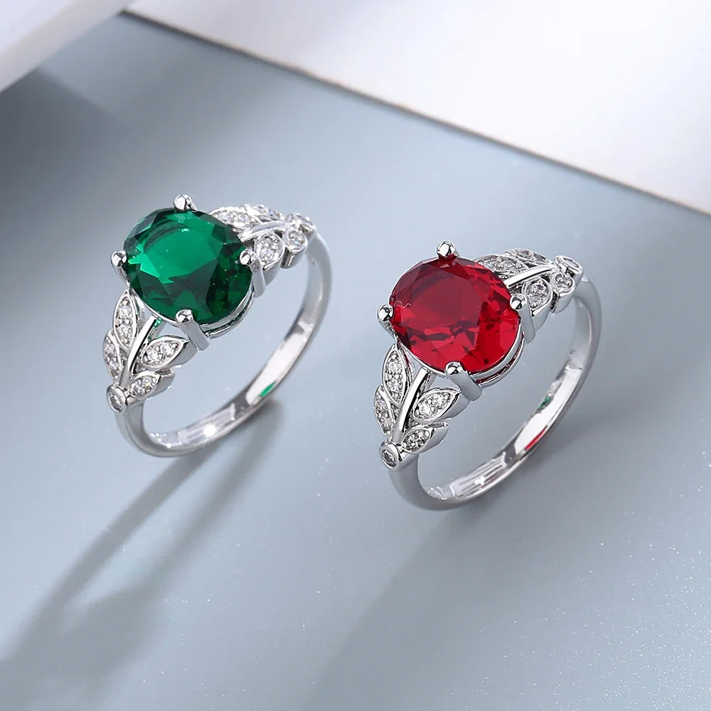 Emerald Sapphire Ruby Color Gemstone Ring 925 Sterling Silver Rings Simple Style Silver Hand Jewelry For Women