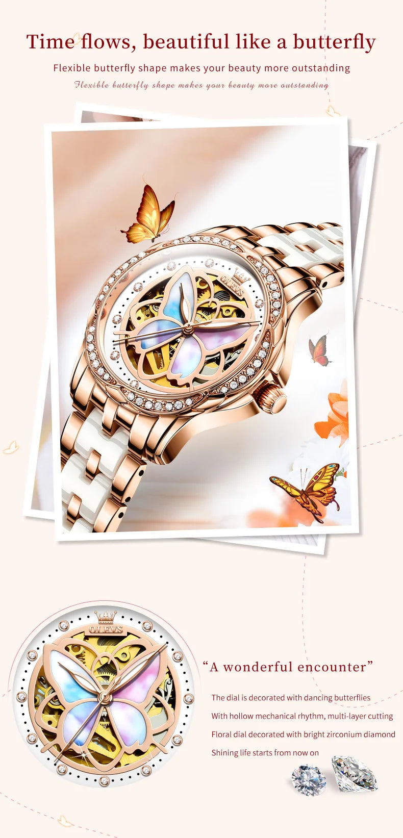 Top Brand Original Watches Diamond Waterproof Ladies Hand Clock