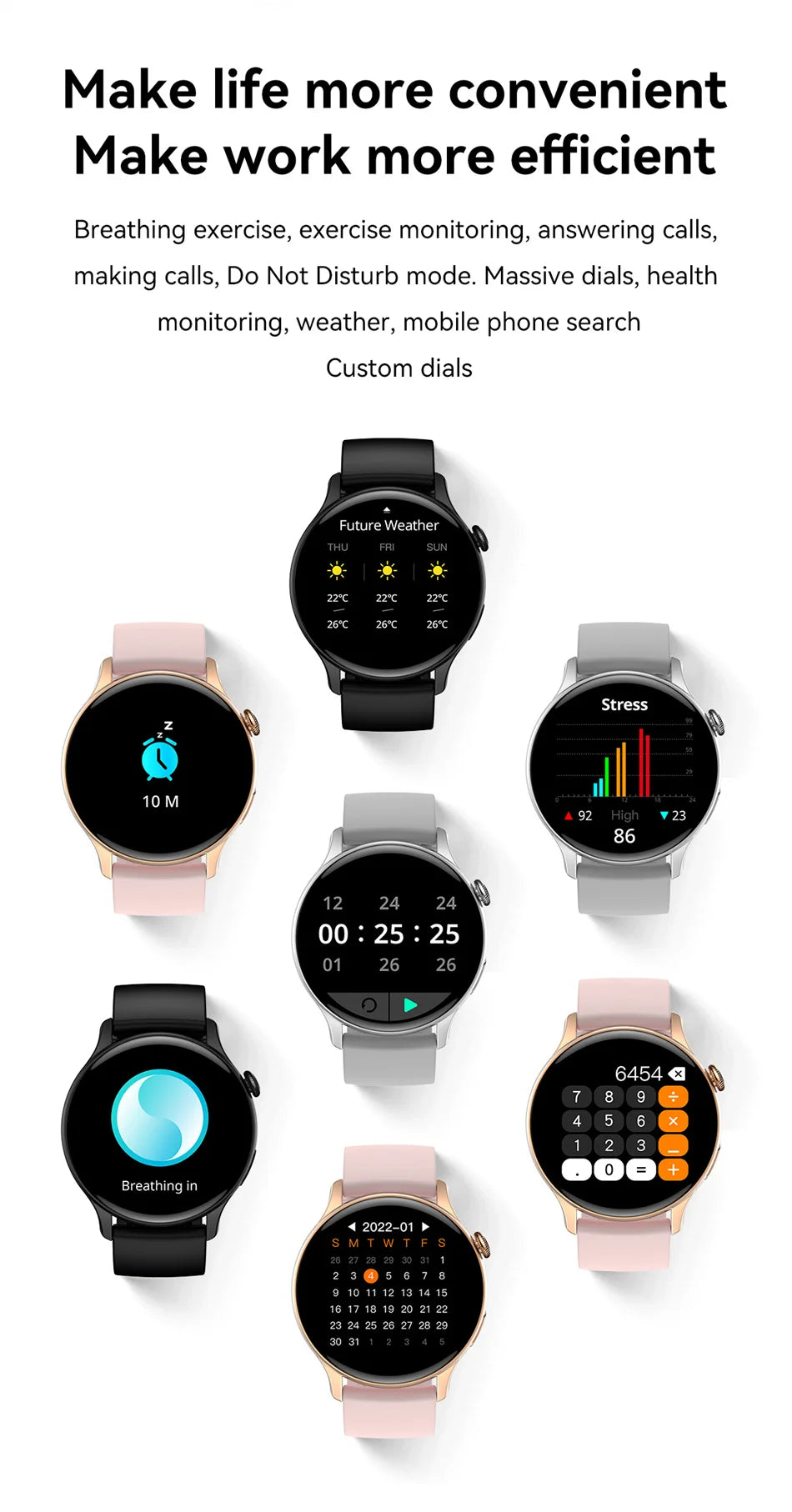 2024 True AMOLED Smart Watch Ladies Screen Always