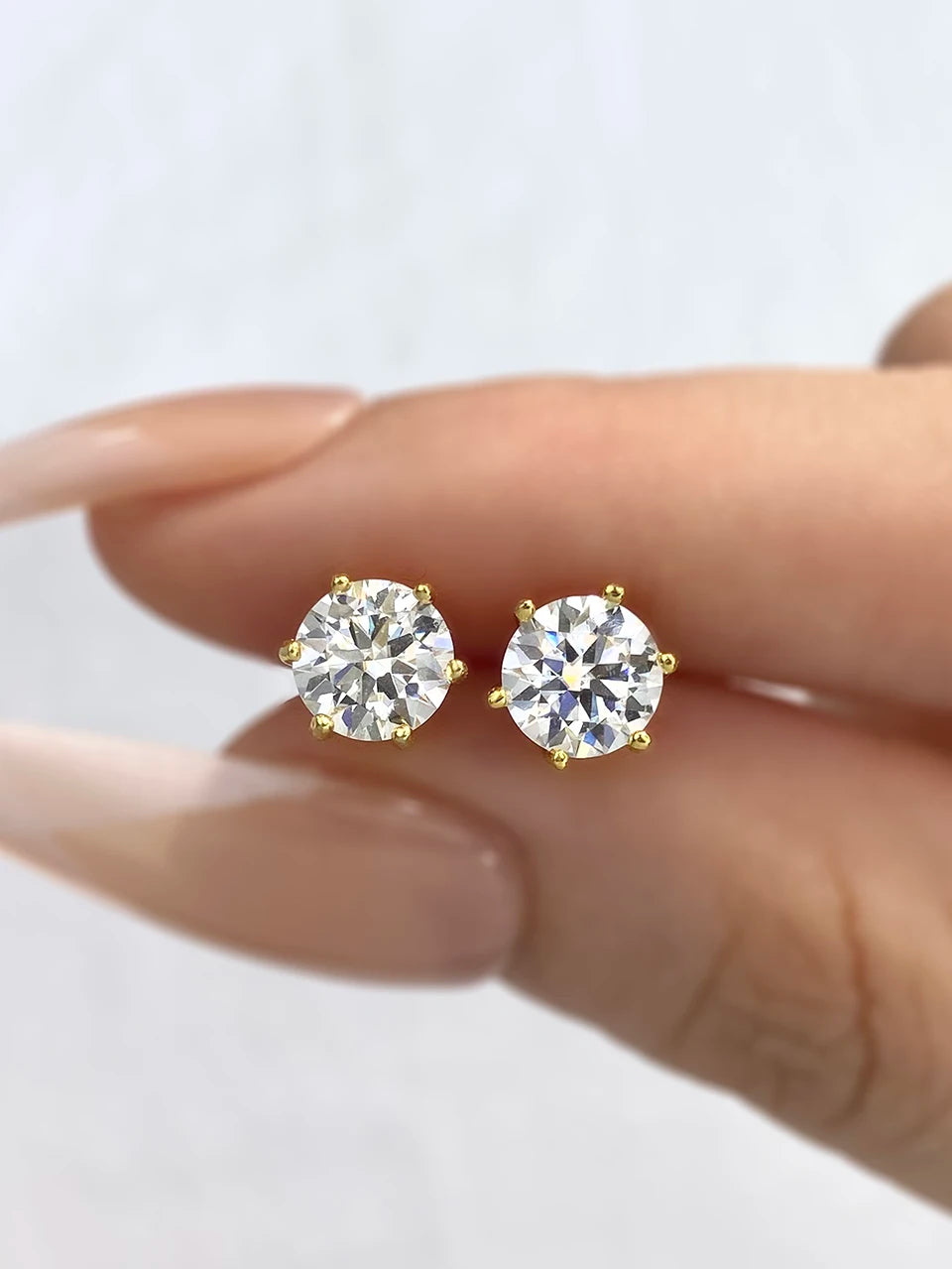 DW 0.5ct-2ct D Color Certified Moissanite Stud Earrings Lab Created Diamond 925 Sterling Silver Gold Plated Wedding Jewelry